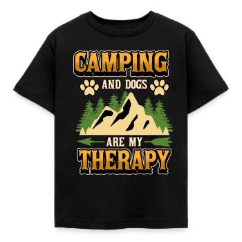 Drôle de chien de camping caravane disant cadeau - T-shirt Enfant - noir - Devant - AI Model Kid Female (0cm)