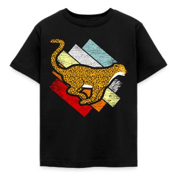 Gepard - Kinder T-Shirt - Schwarz - Vorne - AI Model Kid Female (0cm)
