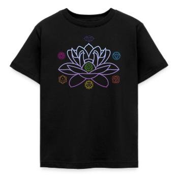 Lotus Erleuchtung 7 Chakras Lotusblüte - Kinder T-Shirt - Schwarz - Vorne - AI Model Kid Female (0cm)