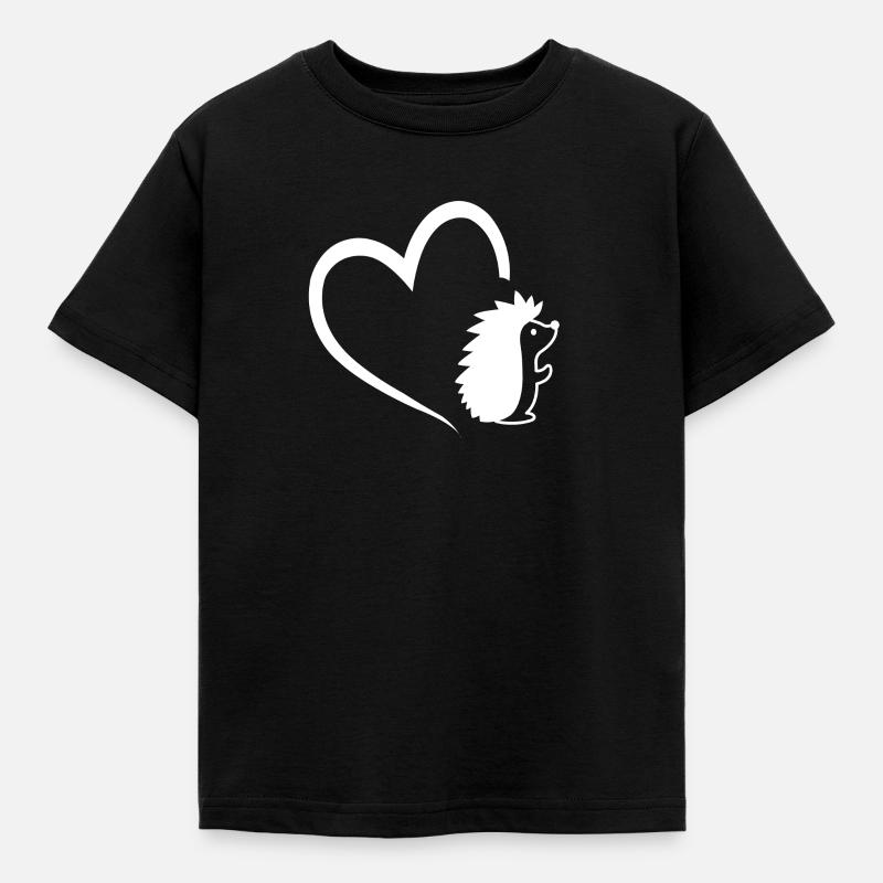Igel mit einem Herz Design Igelliebe - Kinder T-Shirt - Schwarz