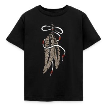 Bijoux en plumes Bijoux indiens attrape-rêves plumes - T-shirt Enfant - noir - Devant - AI Model Kid Female (0cm)