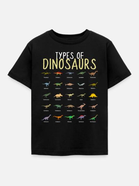 Typer af dinosaurer Dino Kids Boys - Børne-T-shirt - sort