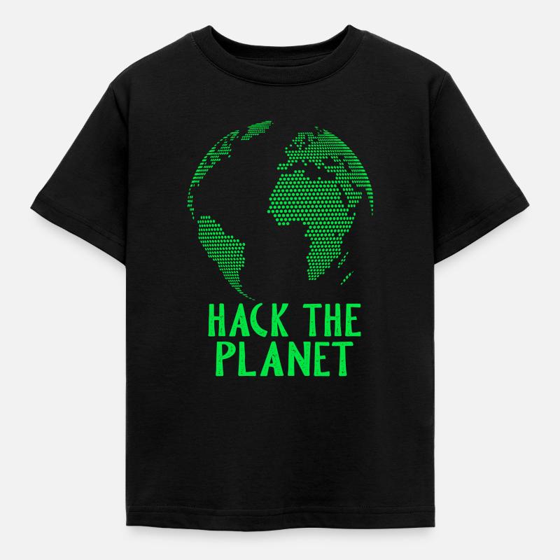 Hack the Planet Hacker Nerd Geek Security - T-shirt Enfant - noir