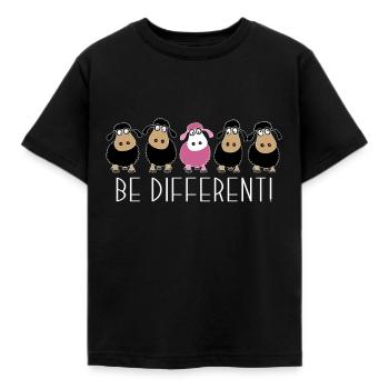 Be different. Pink sheep. Be different. gift - Kids' T-Shirt - black - Front - AI Model Kid Female (0cm)