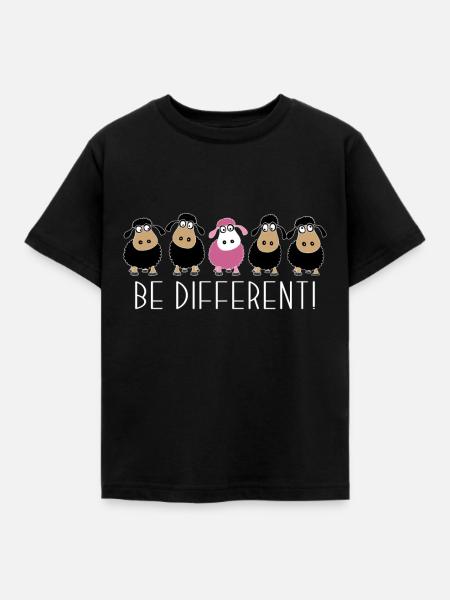 Be different. Pinkes Schaf. Anders sein. Geschenk - Kinder T-Shirt - Schwarz