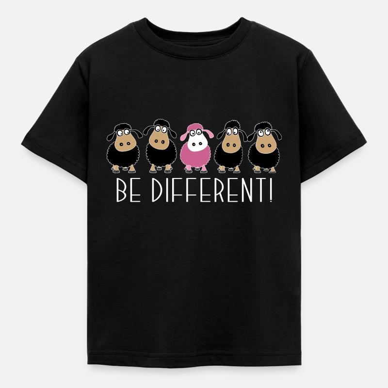 Be different. Pinkes Schaf. Anders sein. Geschenk - Kinder T-Shirt - Schwarz