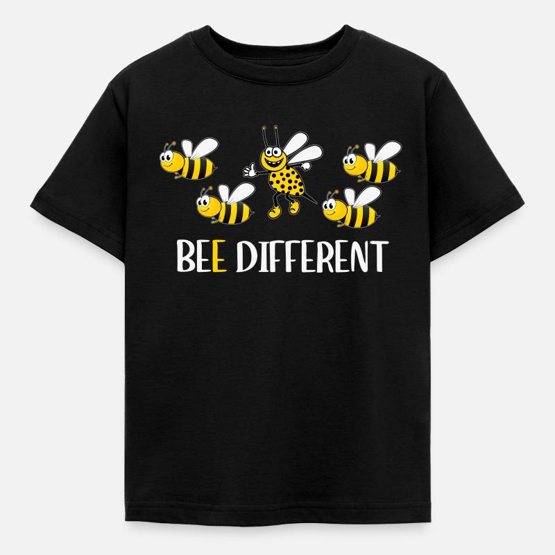 Be different - anders sein - Bienen Bee Fun süß - Kinder T-Shirt - Schwarz