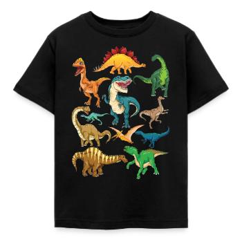 Dinosaurier-Arten Grafiken Dino T-Rex Jungen Dinos - Kinder T-Shirt - Schwarz - Vorne - AI Model Kid Female (0cm)