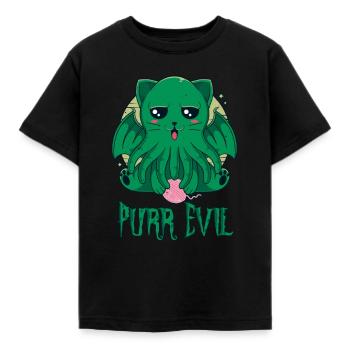 Cathulhu Cthulhu Purr Evil - Kids' T-Shirt - black - Front - AI Model Kid Female (0cm)