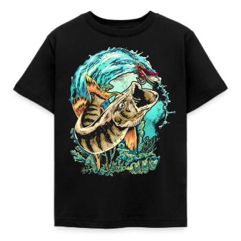Pike fish fishing angler fish predatory fish - Kids' T-Shirt - black - Front - AI Model Kid Female (0cm)
