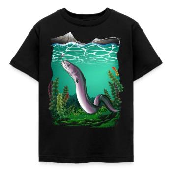 Anguille pêche pêche pêcheur pêcheur - T-shirt Enfant - noir - Devant - AI Model Kid Female (0cm)