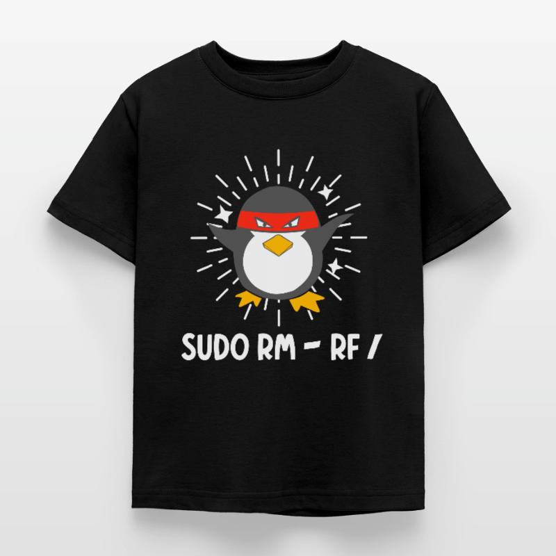 Tux Linux Pinguin Sudo Rm Rf Computerfreak Hacker Kinder T-Shirt