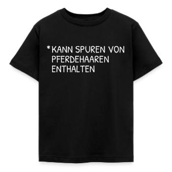 Kann Spuren von Pferdehaaren enthalten - Kinder T-Shirt - Schwarz - Vorne - AI Model Kid Female (0cm)