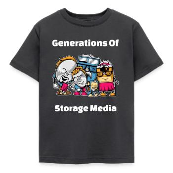Generations of Storage Media 1643 - Kids' T-Shirt - dark grey - Front - AI Model Kid Female (0cm)