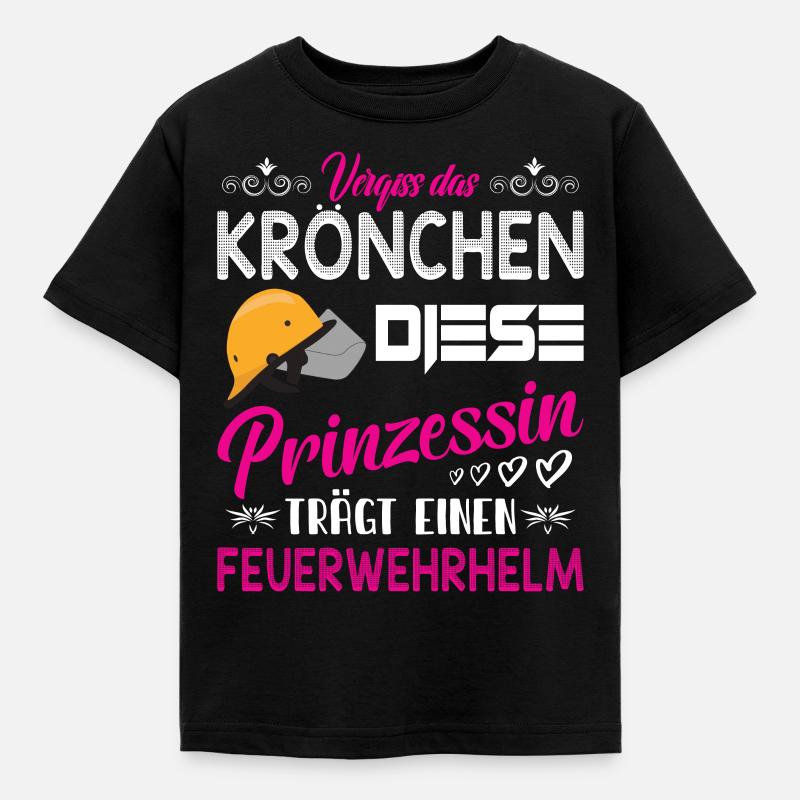 freiwillige Feuerwehr Feuerwehrfrau Mädchen Jugend - Kinder T-Shirt - Schwarz