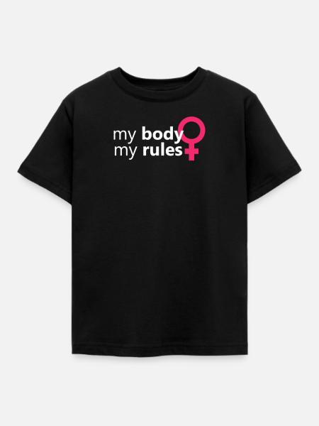Min krop Mine regler Feminisme Feminist Feminine - Børne-T-shirt - sort