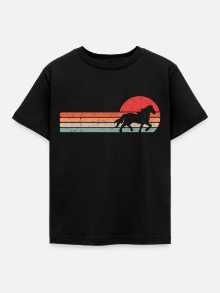 Islandpferd Tölt Pferd Reiten Retro - Kinder T-Shirt - Schwarz