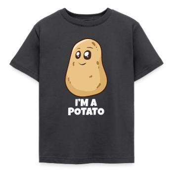 Je suis une pomme de terre drôle en disant manger - T-shirt Enfant - charbon - Devant - AI Model Kid Female (0cm)