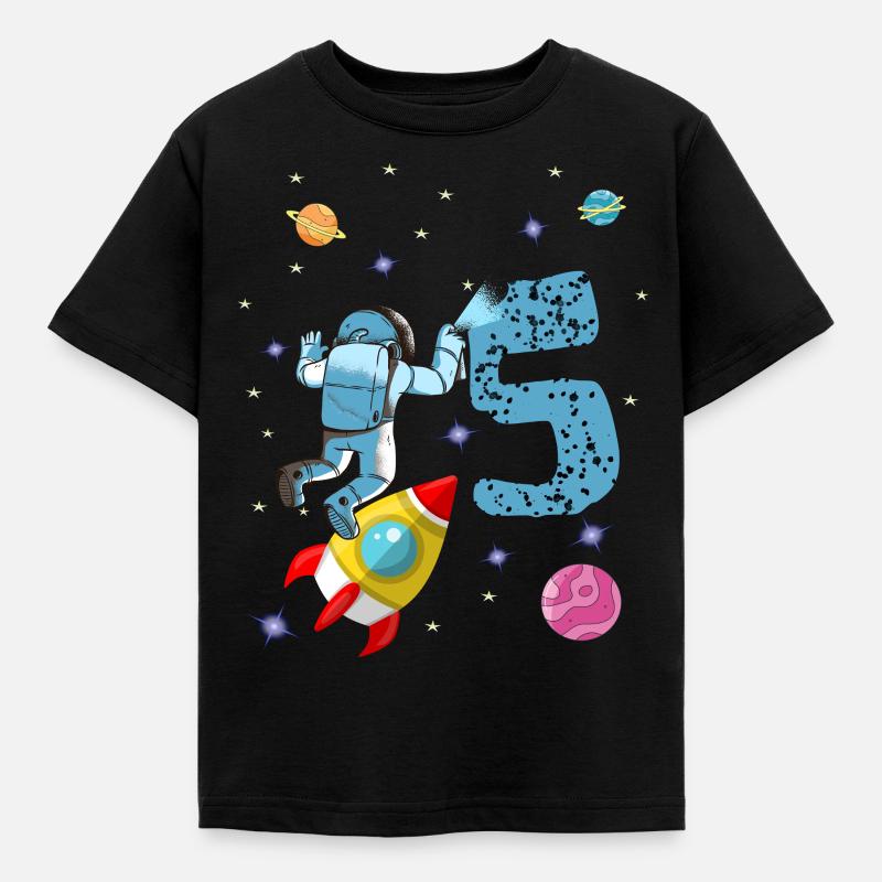 Fusée spatiale anniversaire de l'astronaute 5 ans - T-shirt Enfant - noir