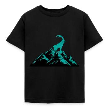 Steinbock Wandern Wanderer Berge Geschenk - Kinder T-Shirt - Schwarz - Vorne - AI Model Kid Female (0cm)