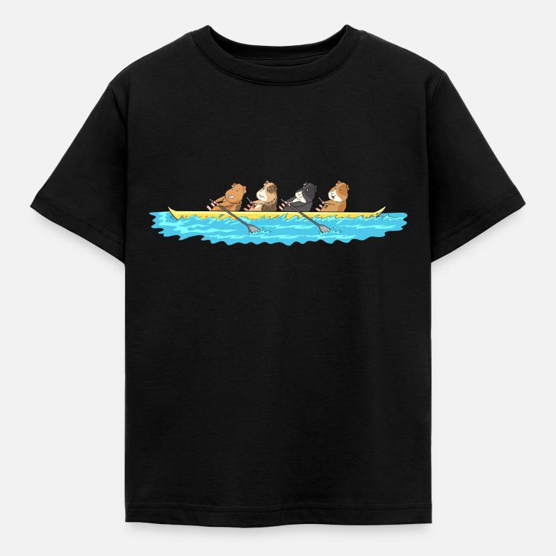 Drôle de cochons d'Inde dans un bateau - T-shirt Enfant - noir