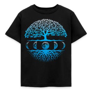 Mondphasen, Spirituelles Yoga Geschenk Lebensbaum - Kinder T-Shirt - Schwarz - Vorne - AI Model Kid Female (0cm)