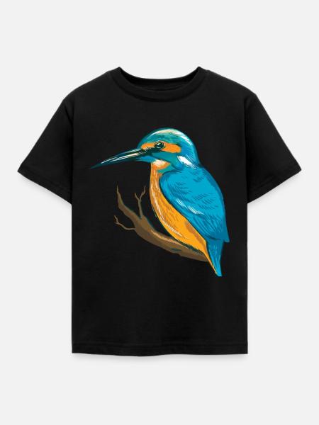 Eisvogel Blauer Vogel - Kinder T-Shirt - Schwarz