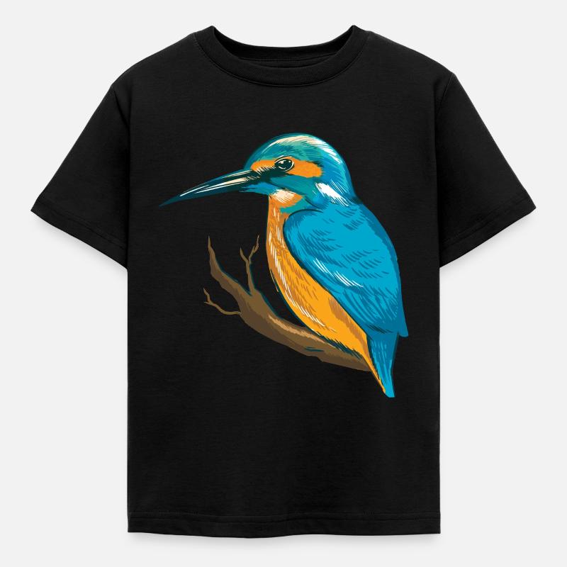 Oiseau bleu Kingfisher - T-shirt Enfant - noir