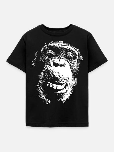 Affe Affengesicht Schimpanse Menschenaffe - Kinder T-Shirt - Schwarz