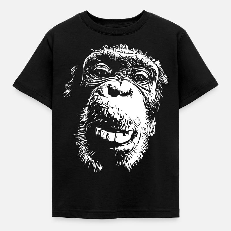 Affe Affengesicht Schimpanse Menschenaffe - Kinder T-Shirt - Schwarz