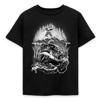 Perch Sea perch Perch Egli Fishing Fish - Kids' T-Shirt - black - Front - AI Model Kid Female (0cm)