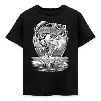 Poisson rouge carpe koi poisson pêche à la carpe - T-shirt Enfant - noir - Devant - AI Model Kid Female (0cm)