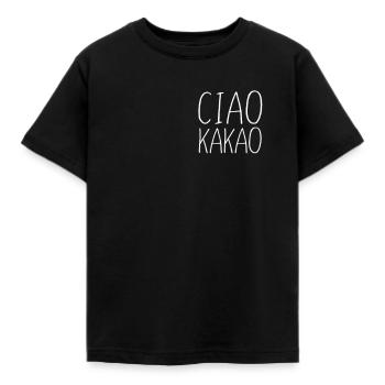 Ciao Kakao - Tschüß Schokolade Spuch - Kinder T-Shirt - Schwarz - Vorne - AI Model Kid Female (0cm)