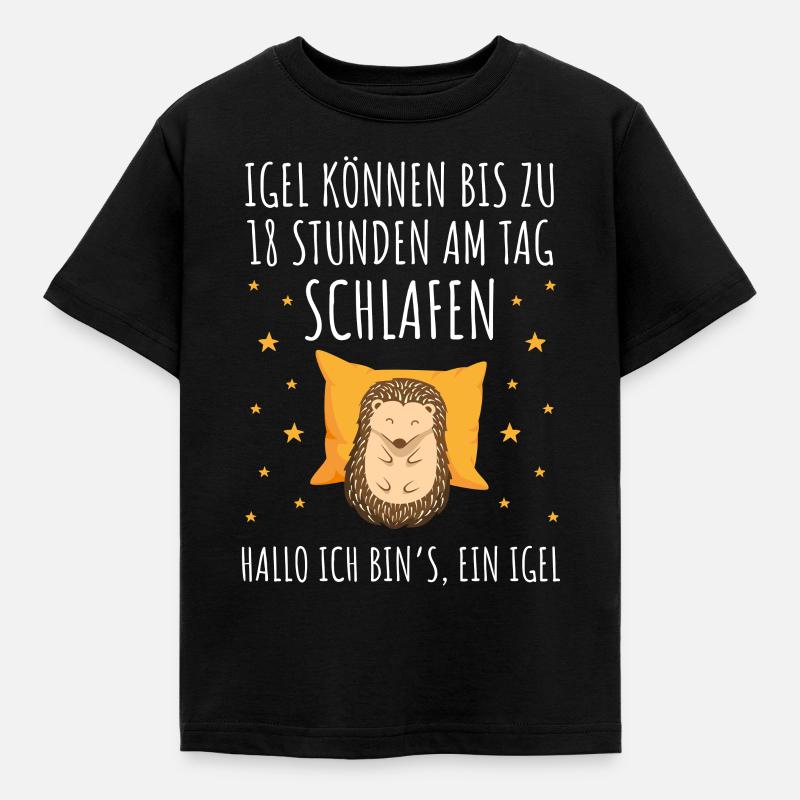 Igel Langschläfer Morgenmuffel Schlafmütze müde - Kinder T-Shirt - Schwarz