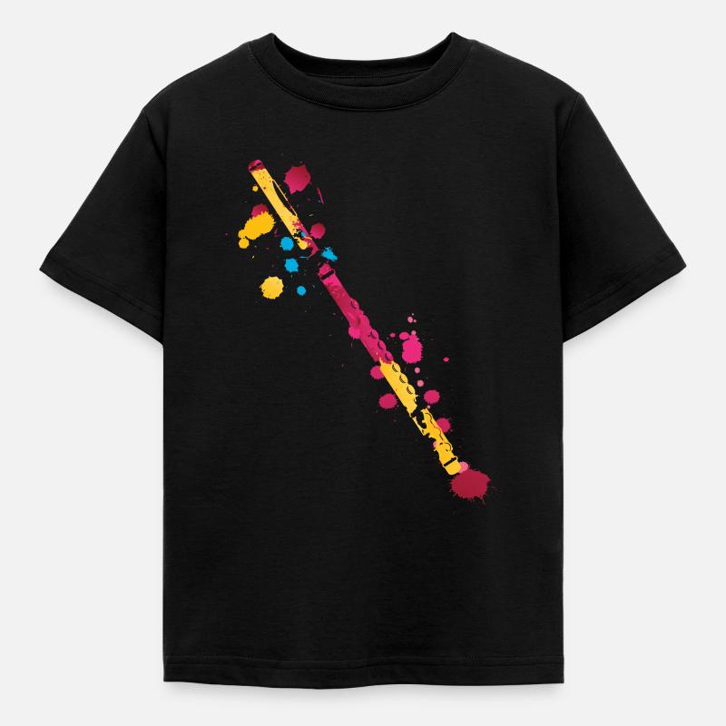 Querflöte Splash - Kinder T-Shirt - Schwarz