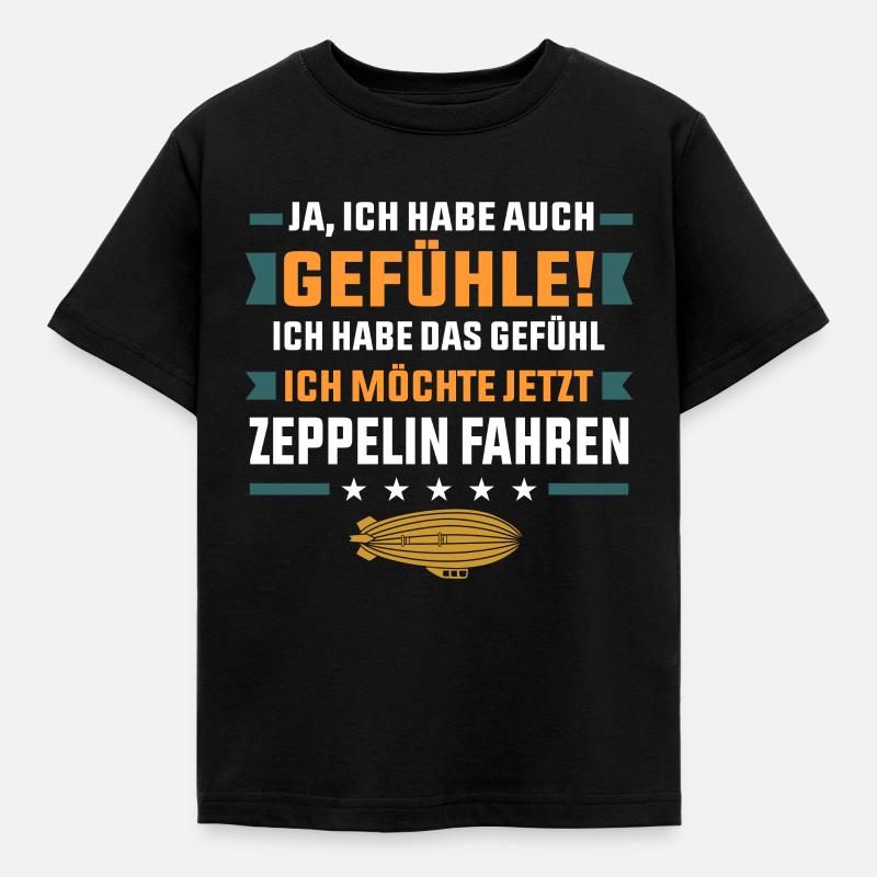 Zeppelin - Kinder T-Shirt - Schwarz