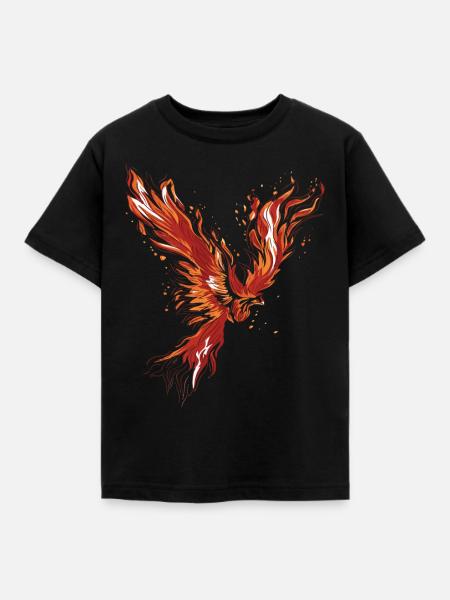 Brennender Phönix - Kinder T-Shirt - Schwarz