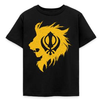 Khanda lion kaur - punjabi - sikhism sikh gift - Kids' T-Shirt - black - Front - AI Model Kid Female (0cm)