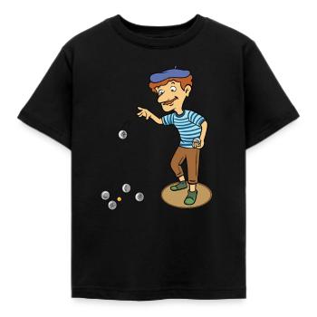 Frenchman plays petanque design for a petanque - Kids' T-Shirt - black - Front - AI Model Kid Female (0cm)
