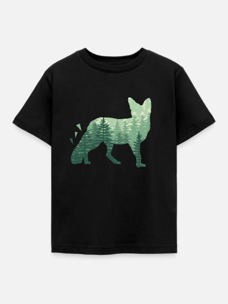 Fuchs Füchse Natur Wald - Kinder T-Shirt - Schwarz