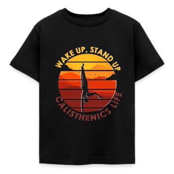 Calisthenics exercises - Kids' T-Shirt - black - Front - AI Model Kid Female (0cm)