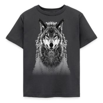 wolf real dog wolves she-wolf pack wolf pack animal - Kids' T-Shirt - dark grey - Front - AI Model Kid Female (0cm)