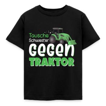 Échange de soeur pour agriculteur tracteur - T-shirt Enfant - noir - Devant - AI Model Kid Female (0cm)