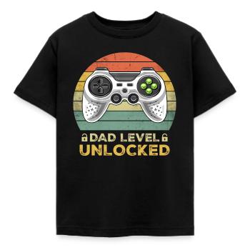 Dad Level Unlocked Pregnancy Announcement Gift - Kinder T-Shirt - Schwarz - Vorne - AI Model Kid Female (0cm)