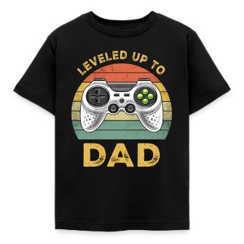 Leveled Up To Daddy Pregnancy Announcement Gift - Kinder T-Shirt - Schwarz - Vorne - AI Model Kid Female (0cm)