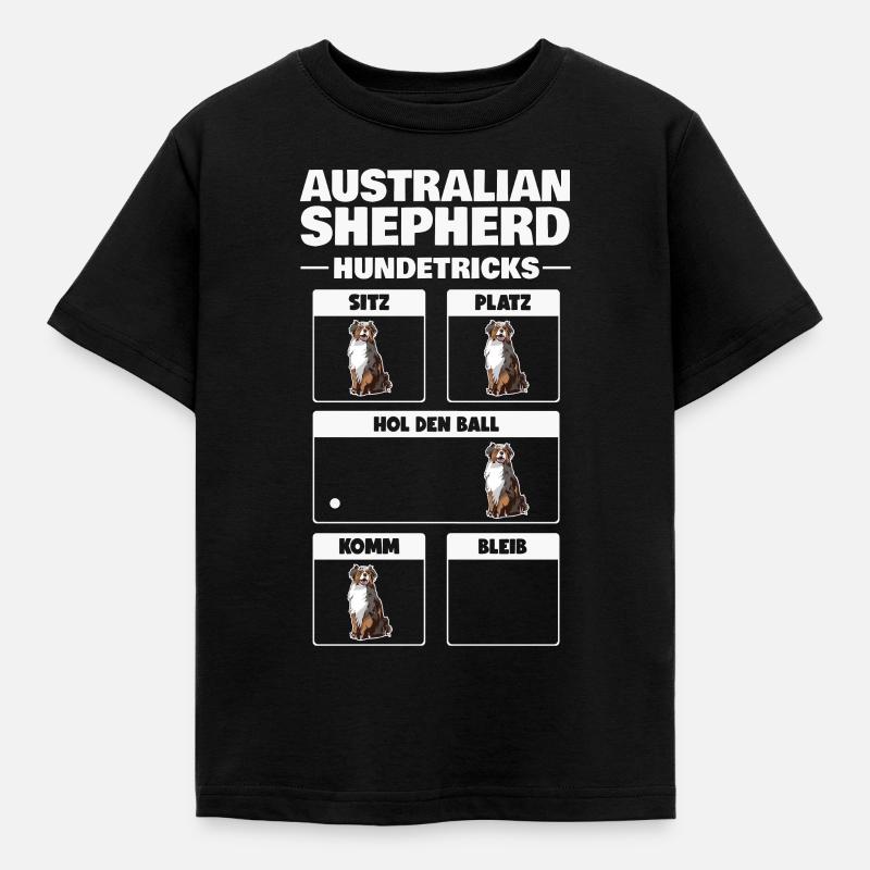 Aussie Tricks Australian Shepherd Hundetricks - Kinder T-Shirt - Schwarz