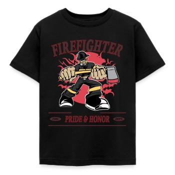 Pompier sauveteur - T-shirt Enfant - noir - Devant - AI Model Kid Female (0cm)