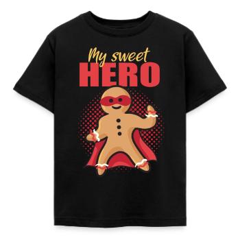Gingerbread Man My Sweet Hero Superhero Funny - Kids' T-Shirt - black - Front - AI Model Kid Female (0cm)