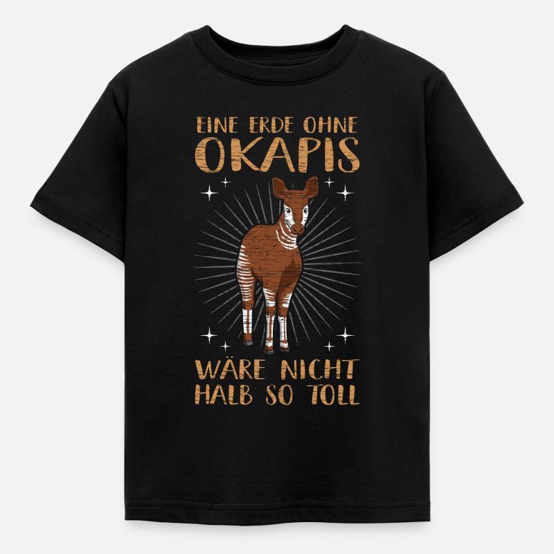 Okapi Waldgiraffe Zebragiraffe - Kinder T-Shirt - Schwarz