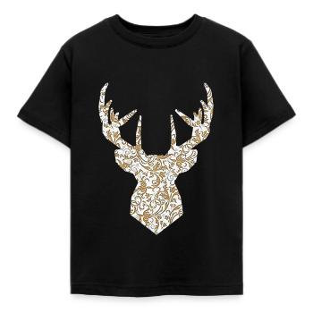 Tête de cerf or - T-shirt Enfant - noir - Devant - AI Model Kid Female (0cm)